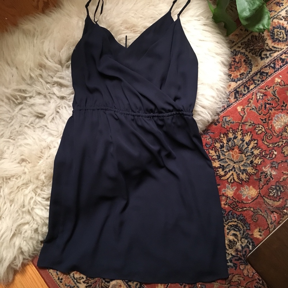 Navy blue A-line silky dress ✨